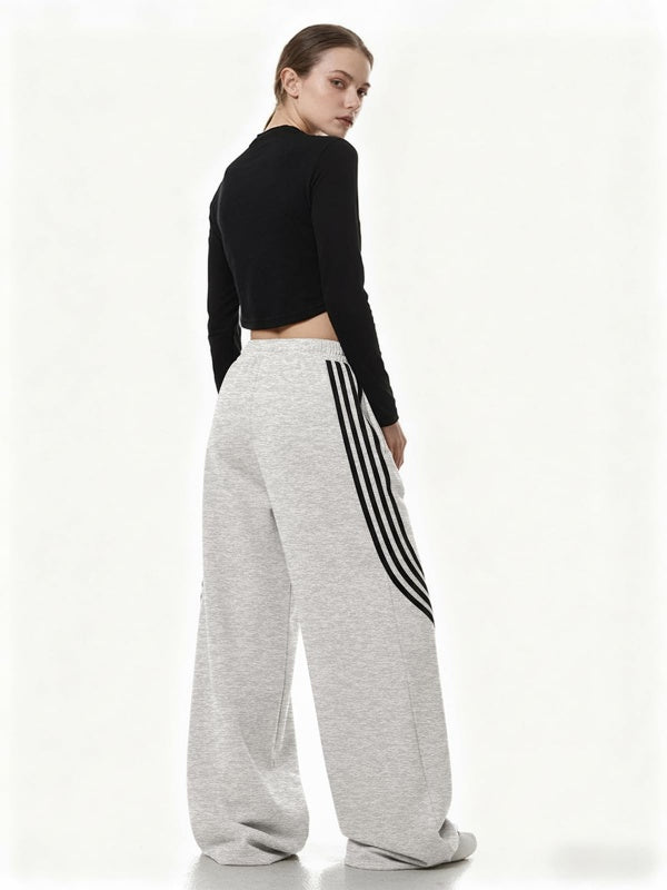 Regular Side Striped Wide Leg Sweatpants