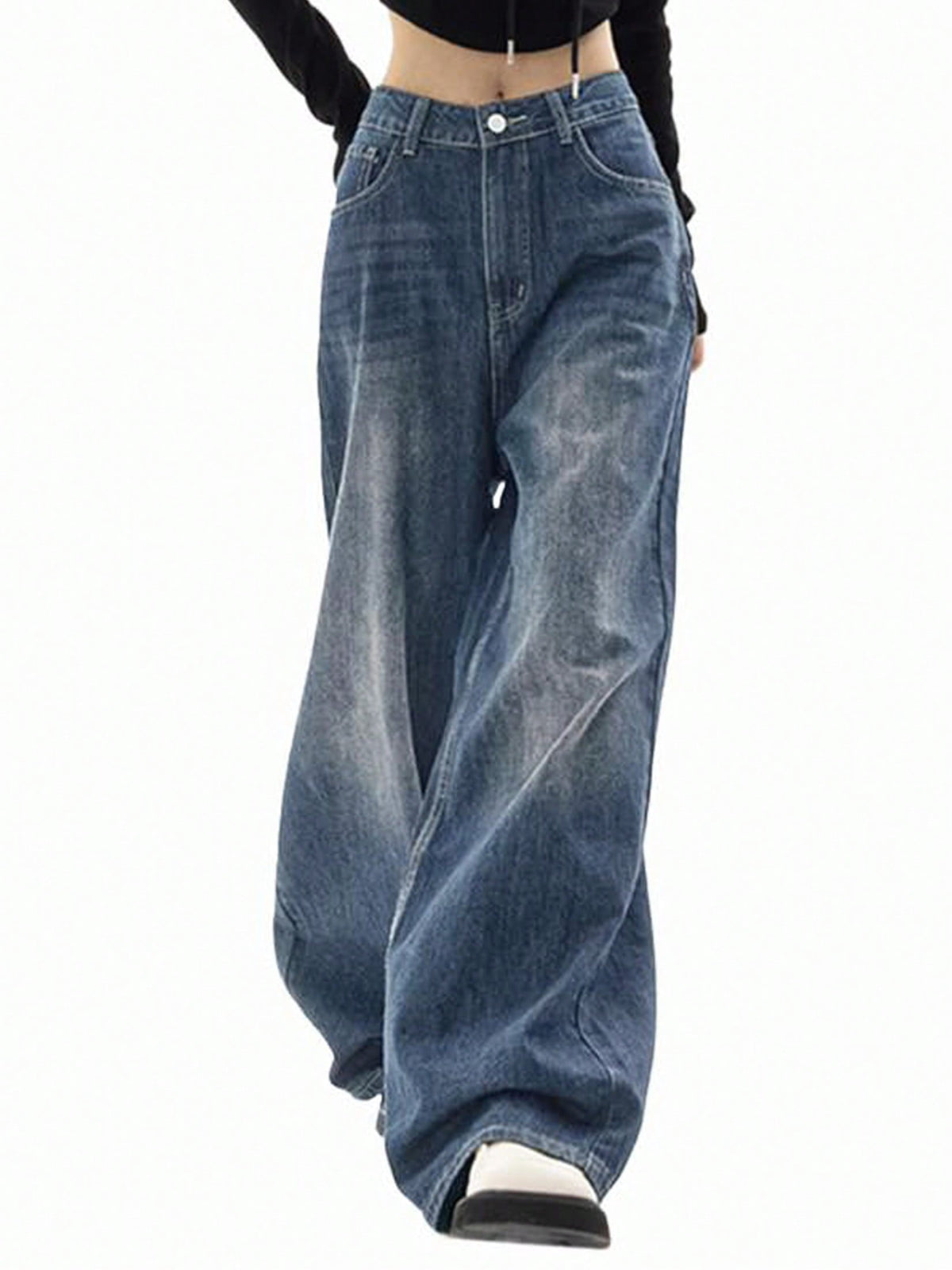 EMMIOL Women's Baggy Jeans High Waist Barrel Jeans Y2K Vintage Wide Leg Fit Jeans 90s Boyfriend Streetwear Denim Pants