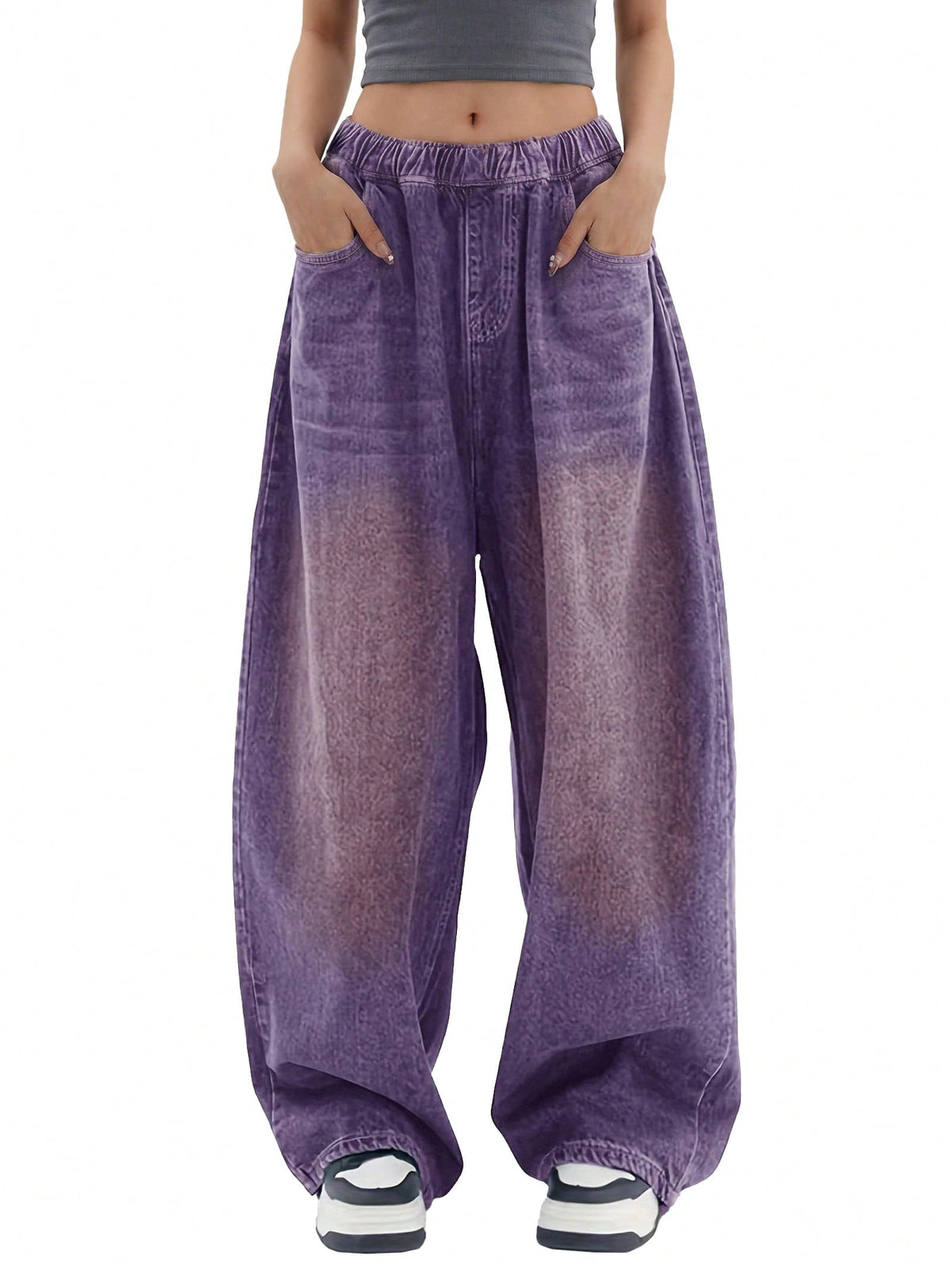 EMMIOL Women's High Rise Baggy Barrel Jeans Y2K Vintage Wide Leg Jeans with Elastic Waist Dark Wash Boyfriend Denim Pants