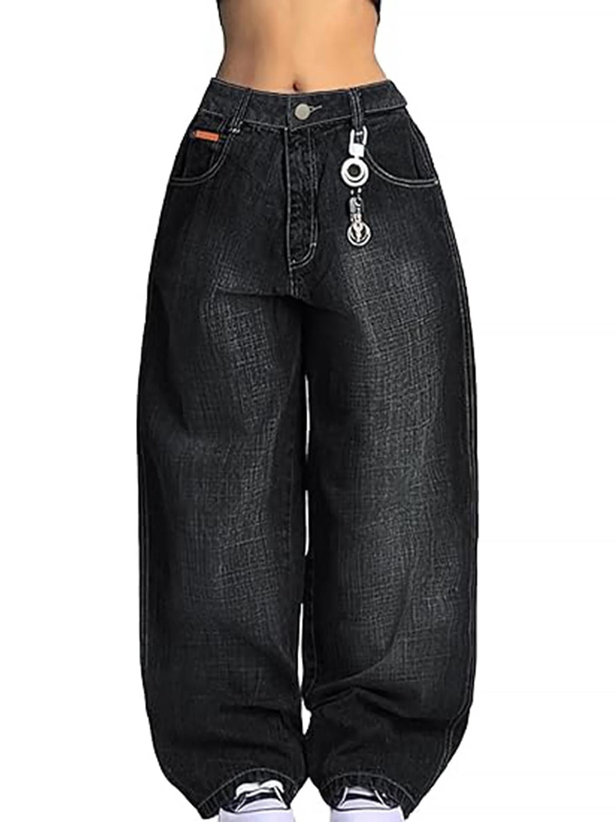 EMMIOL Women's Baggy Barrel Jeans Y2K Vintage Wide Leg Jeans Mid Waist 90s Hip Hop Boyfriend Fit Denim Pants