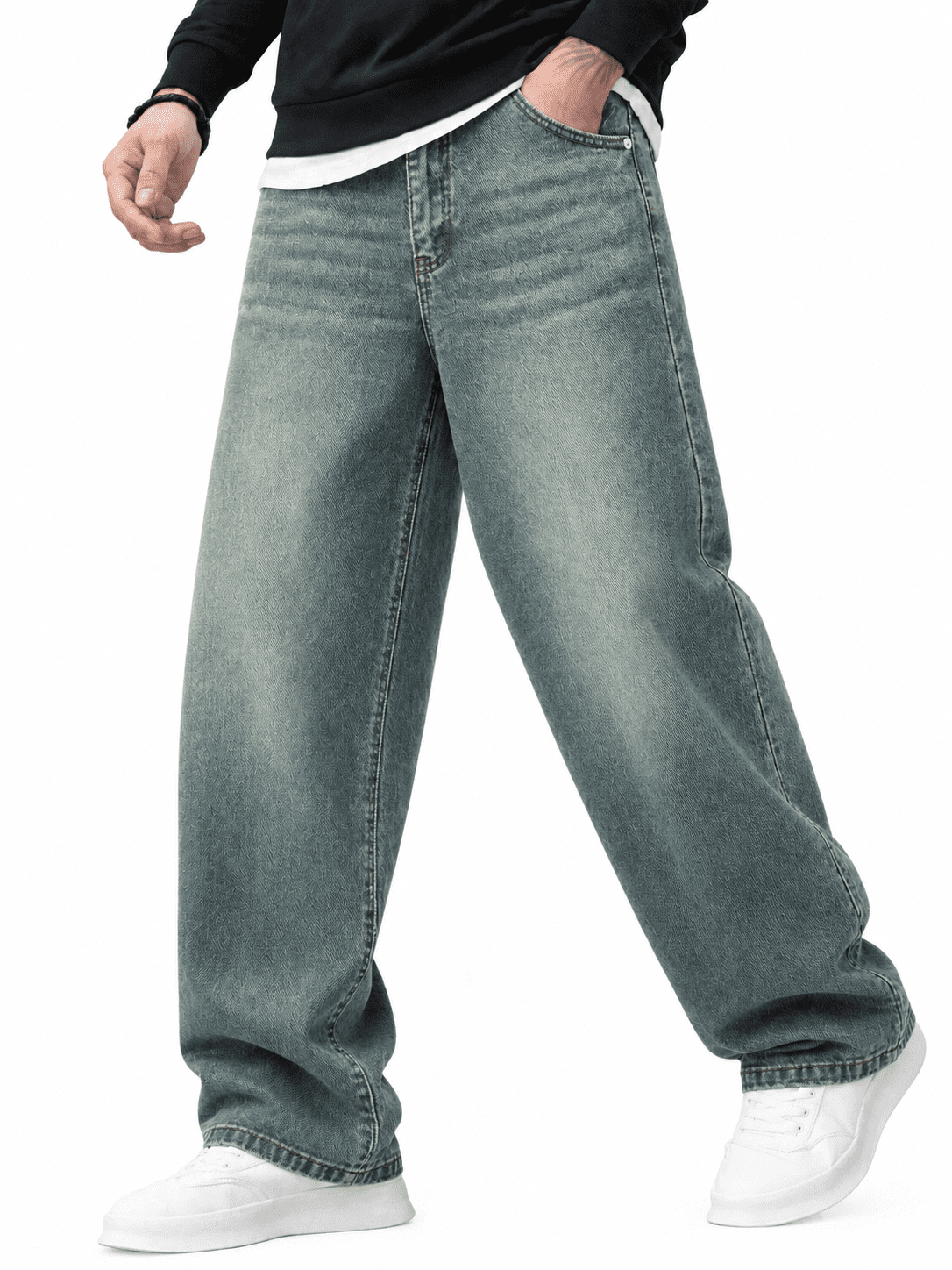 EMMIOL Men's Wide Leg Baggy Loose Fit Denim Jeans, Y2K Vintage Hip Hop 90s Streetwear