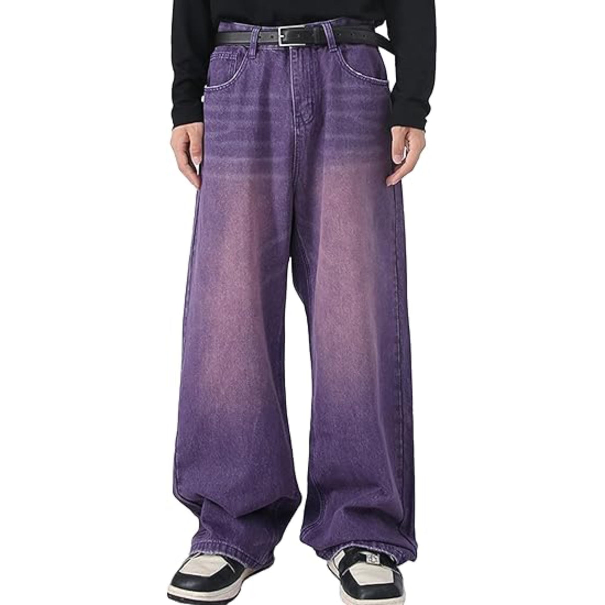EMMIOL Men's Wide Leg Baggy Jeans Y2K Streetwear Hip Hop Jeans Casual Loose Fit Jeans 90s Vintage Denim Pants