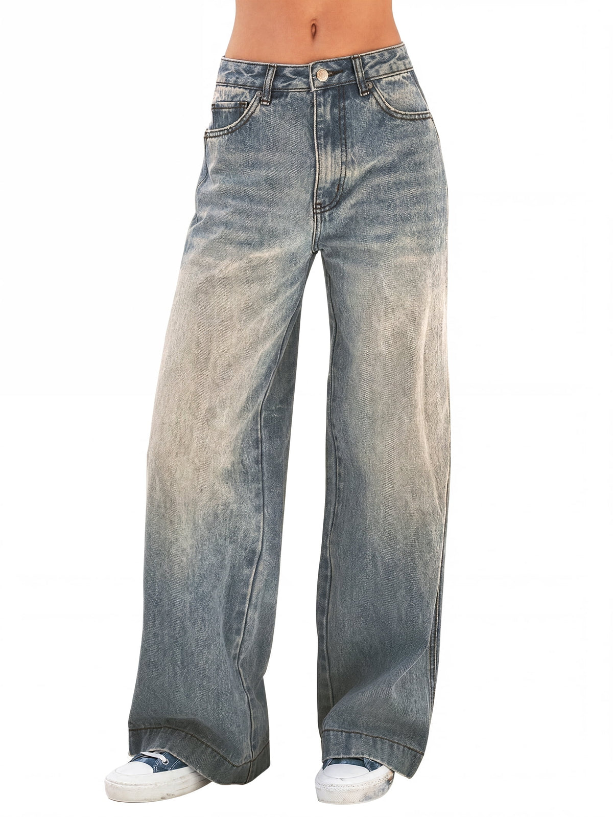 EMMIOL Women's Vintage Y2K Wide Leg Jeans 90s Baggy Boyfriend Style Denim Pants,High Rise Loose Fit Jeans
