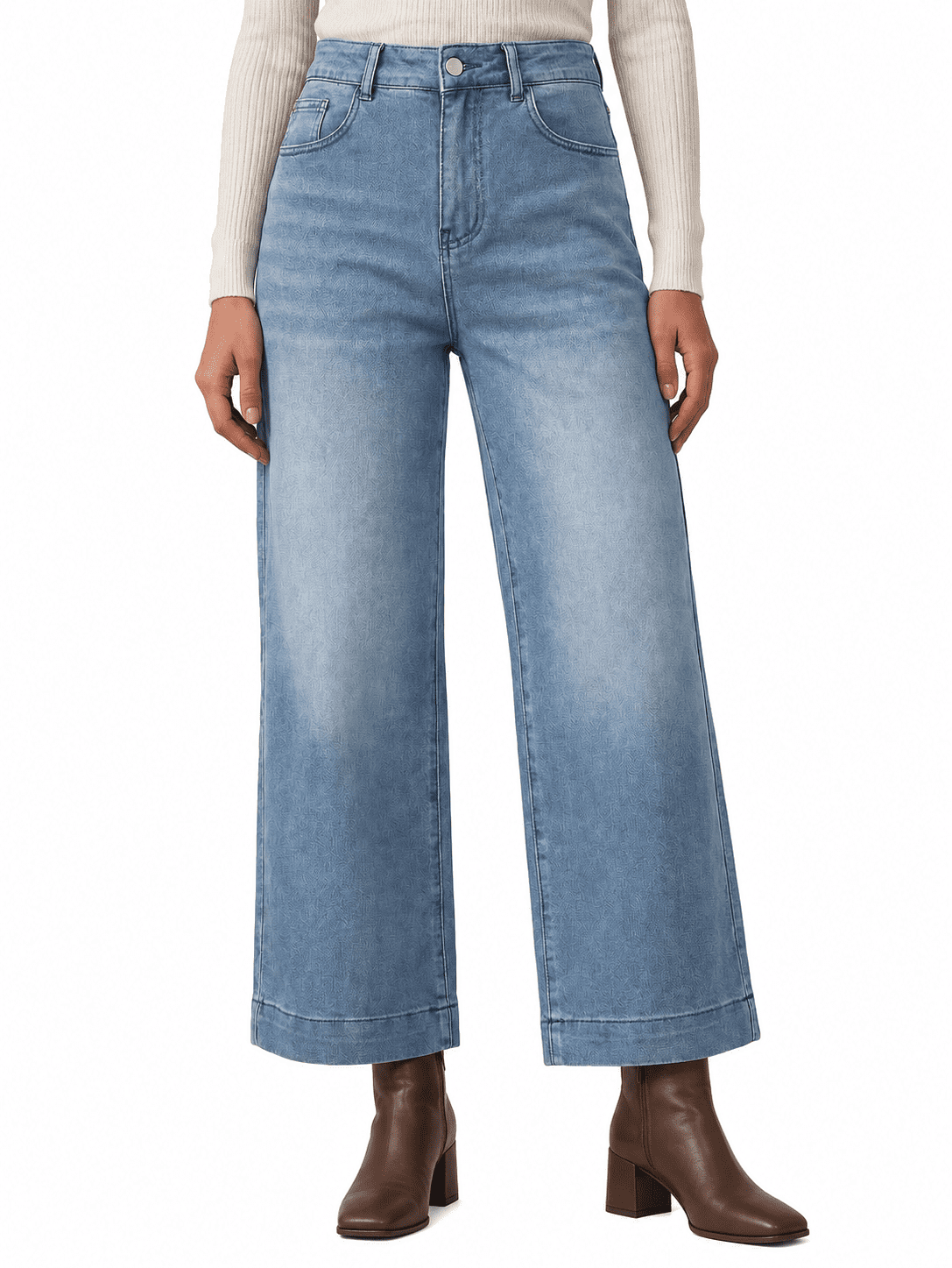 EMMIOL Women's 2026 Vintage Y2K Distressed Mid Waist Wide Leg Denim Jeans