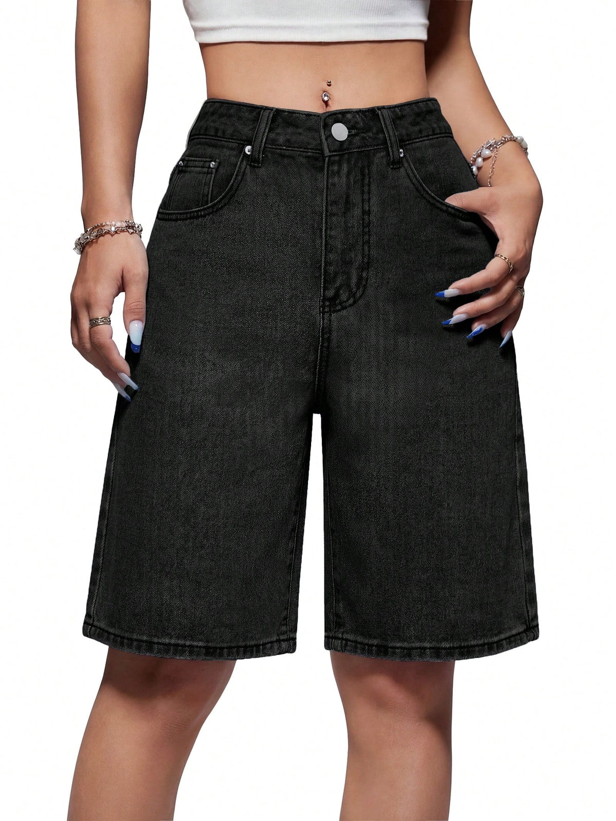 EMMIOL Women's Denim Shorts Mid-Low Waist Jean Shorts for Women,Y2K Vintage Fall Streetwear XS-XXXL