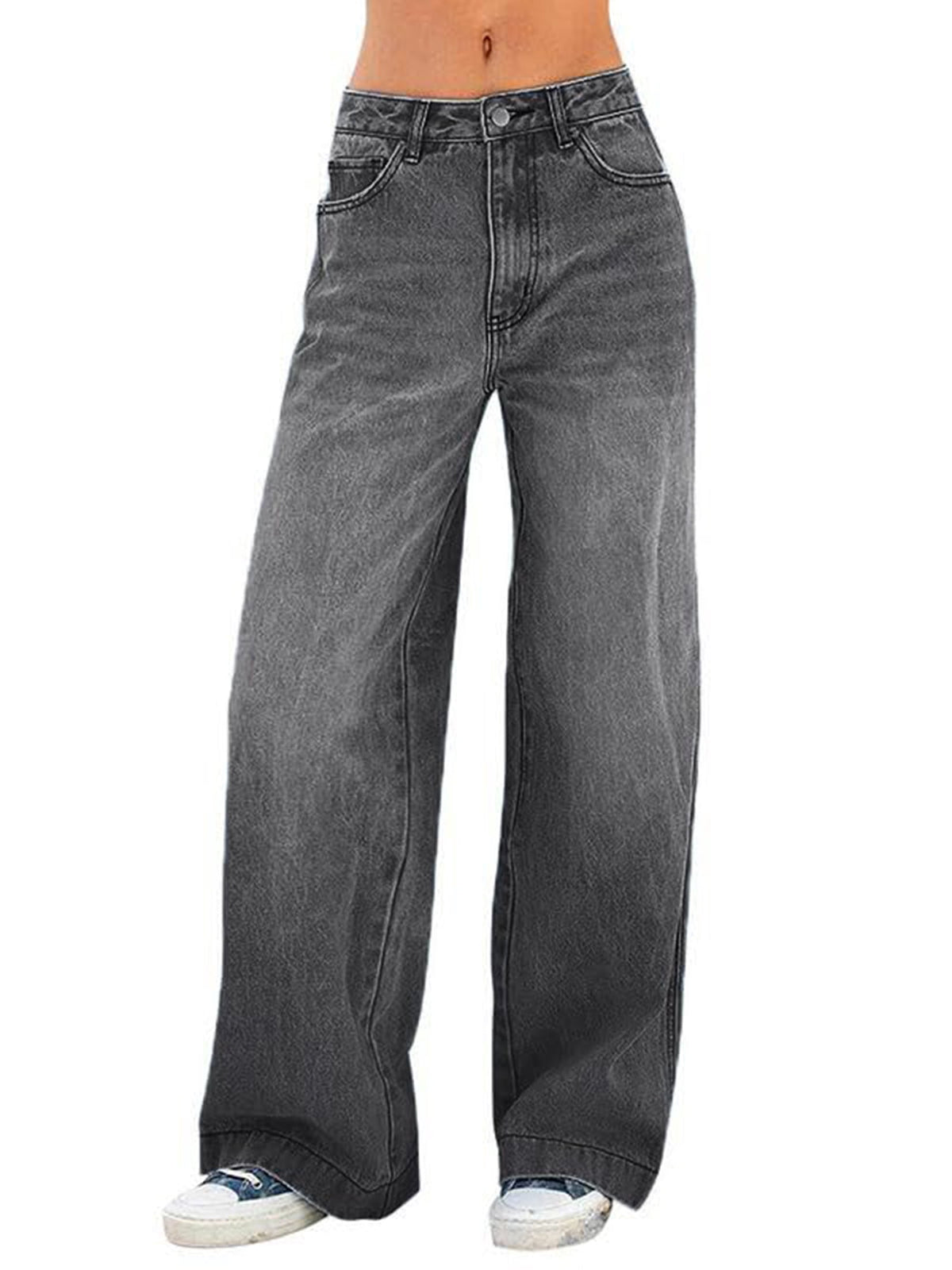 EMMIOL Women's Vintage Y2K Wide Leg Jeans 90s Baggy Boyfriend Style Denim Pants,High Rise Loose Fit Jeans