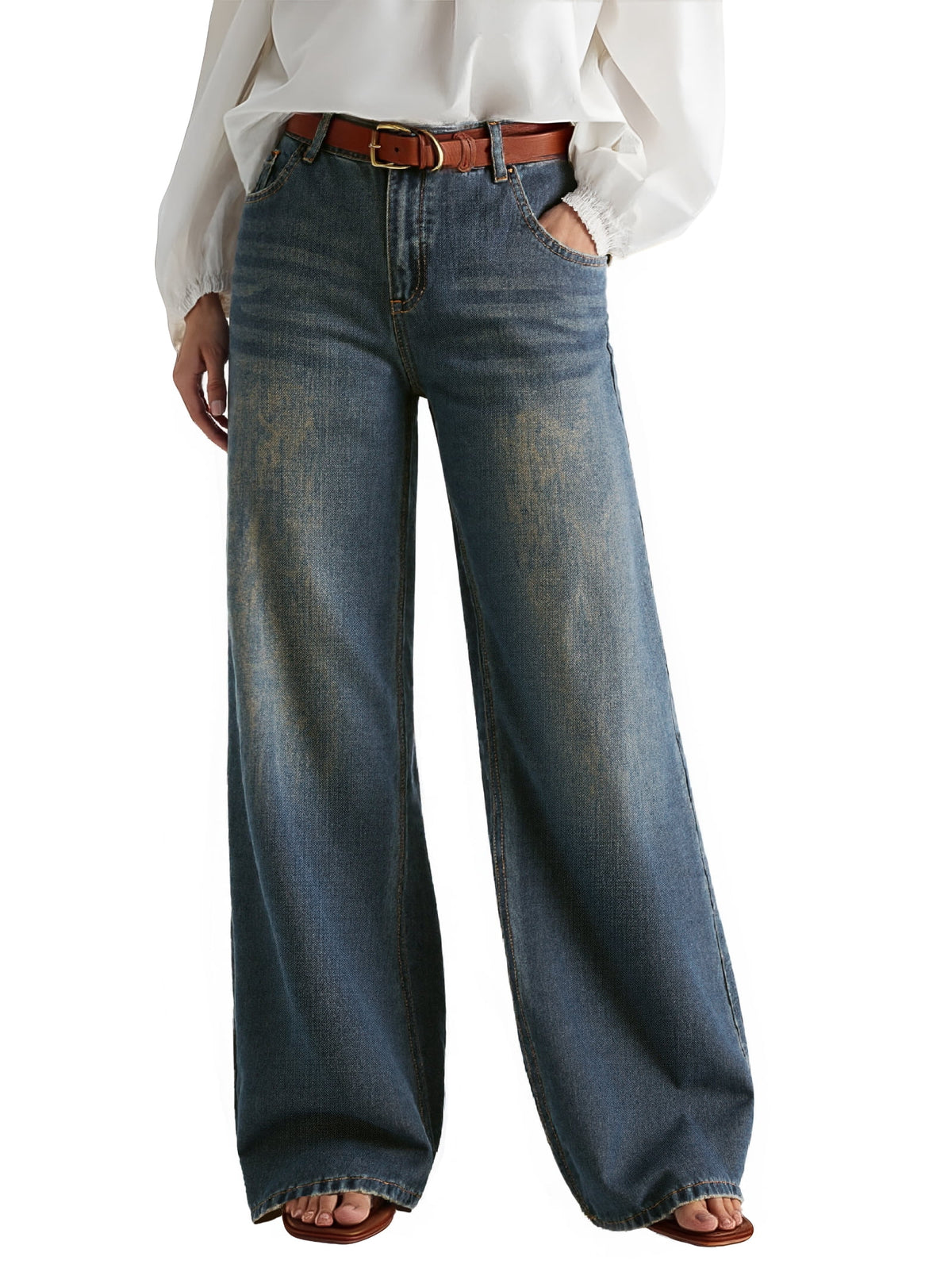 Women's Y2K Boyfriend Denim Pants with Pockets